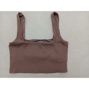 GLYDER Ribbed Square Neck Crop Tank Top Mauve Size M